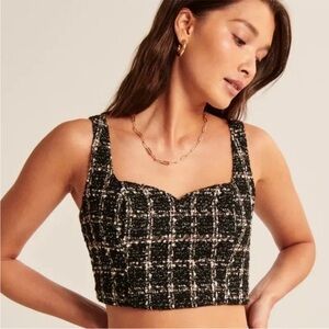 NWT Abercrombie & Fitch Black and White Tweed Crop Top